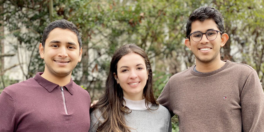 Aarogya founders Aditya Siroya, Artemis Panagopoulou, and Shivansh Inamdar. 